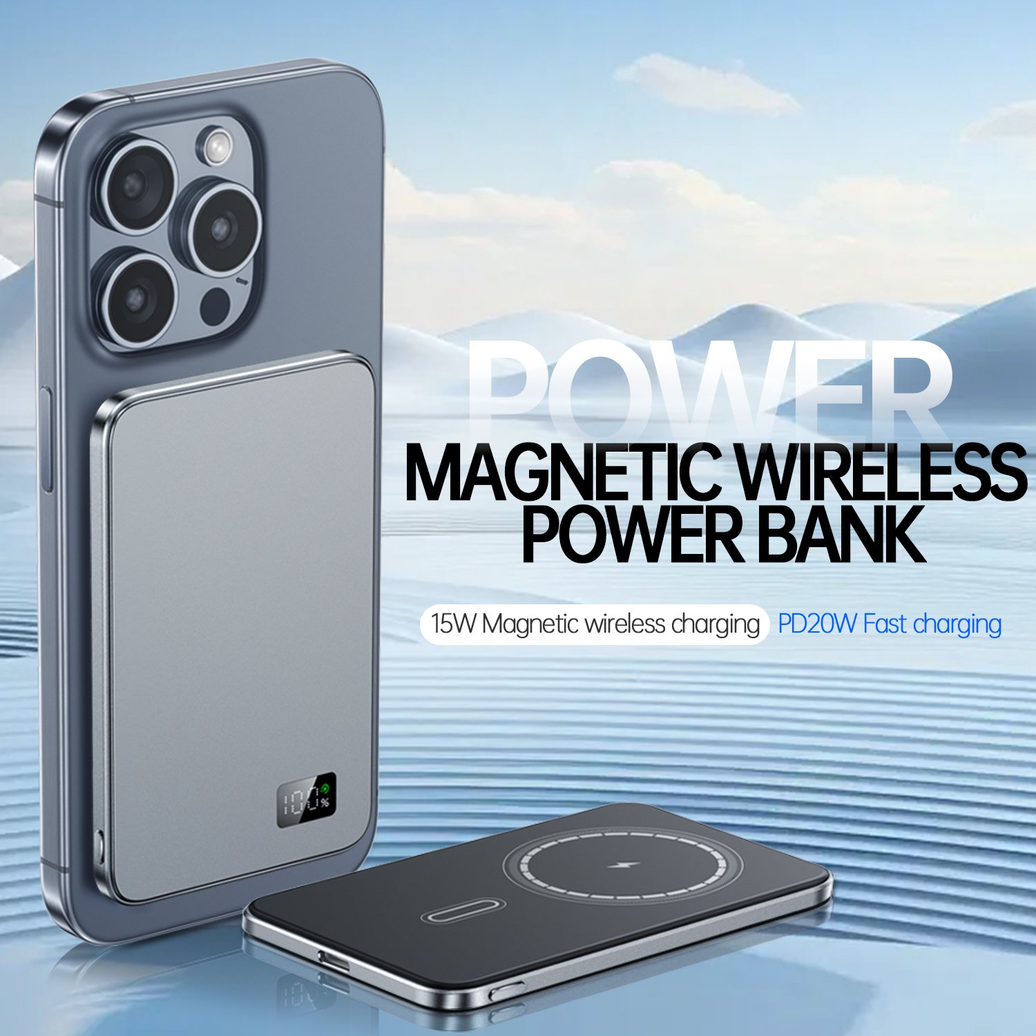 M07 Solar Mobile Charger Power Bank Wireless Charging 10000 Mah Wireless Power Bank
