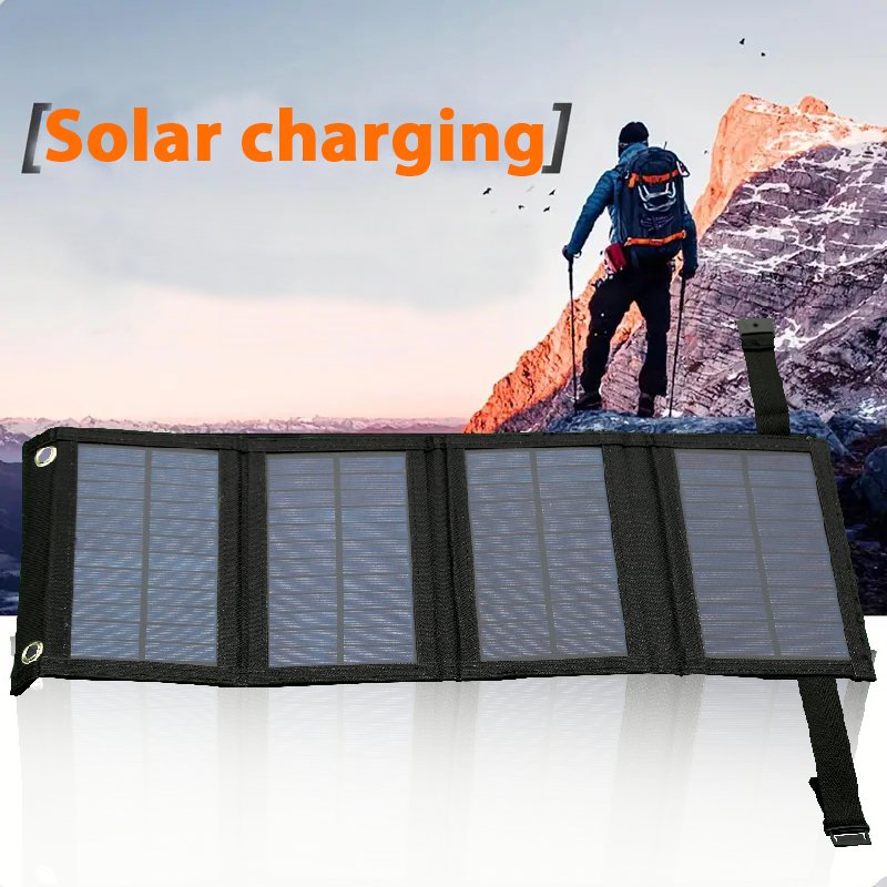 Portable Solar Panel Charger - Compact Foldable USB Power Bank for indoor & for outdoor Use