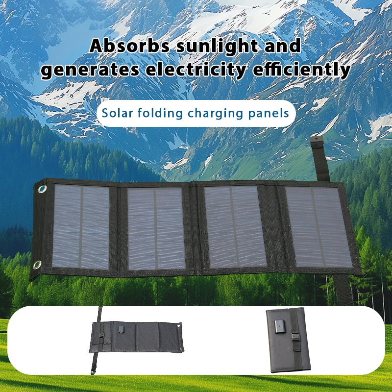 Portable Solar Panel Charger - Compact Foldable USB Power Bank for indoor & for outdoor Use