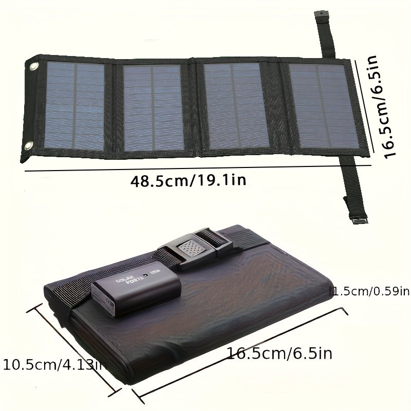 Portable Solar Panel Charger - Compact Foldable USB Power Bank for indoor & for outdoor Use