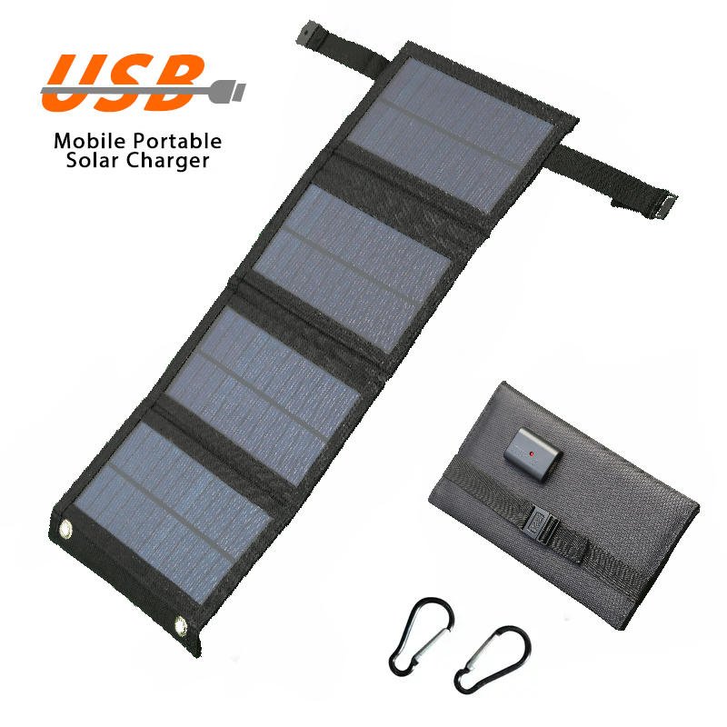 Portable Solar Panel Charger - Compact Foldable USB Power Bank for indoor & for outdoor Use