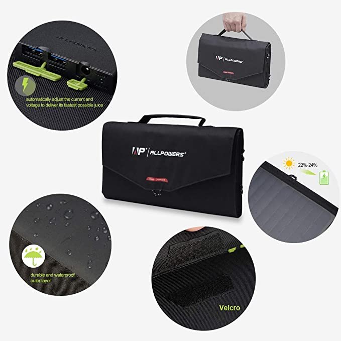 Portable Solar Panel 60W (Dual 5v USB+18v DC Output) Monocrystalline Solar Charger Foldable Solar Panel for Laptop