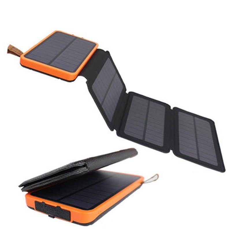 Factory Hot Sale Mobile Solar Charger Power Bank Dual Usb Outdoor Portable 20000mAh 10000mAh With Led Lights