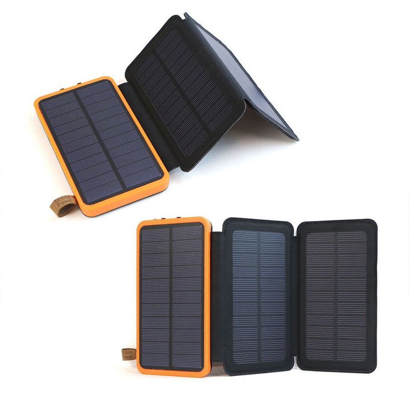 Factory Hot Sale Mobile Solar Charger Power Bank Dual Usb Outdoor Portable 20000mAh 10000mAh With Led Lights