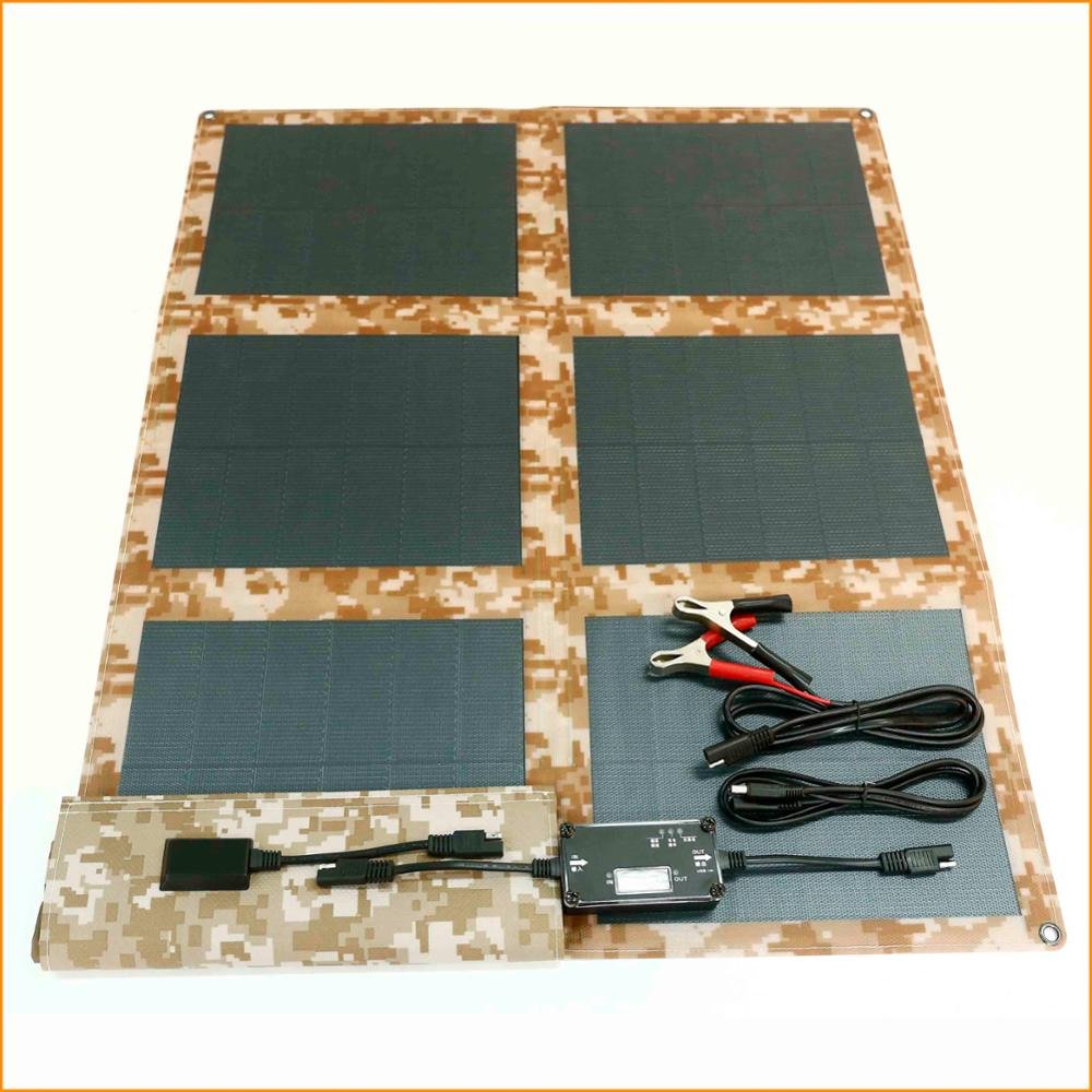 Portable folding 50W solar charger for solar car battery 12v 24v on load