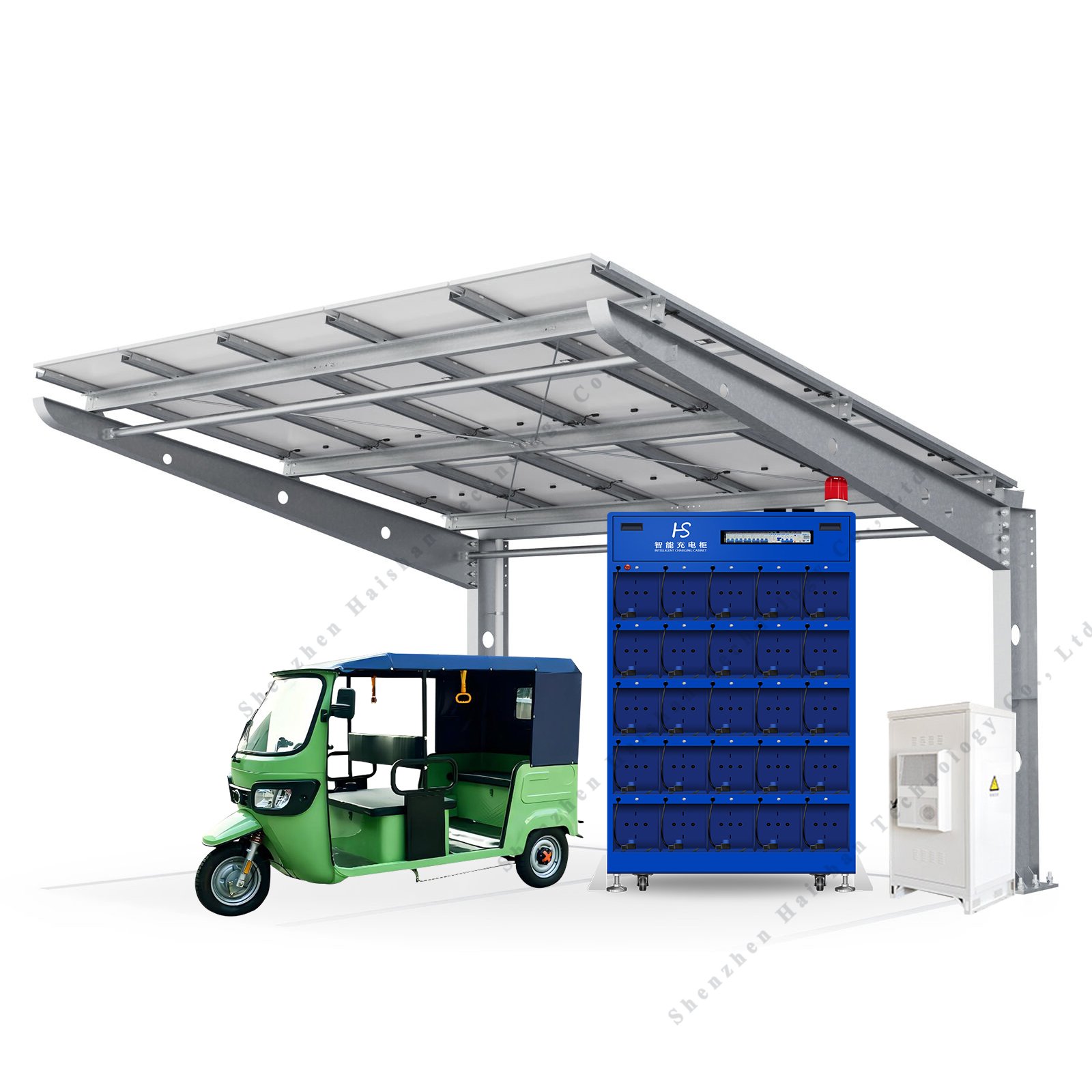 HS New Series, Outdoor Solar Power Charging Station, Can Provide Electric Tricycle/Motorcycle Convenient Battery Charge Cabinet