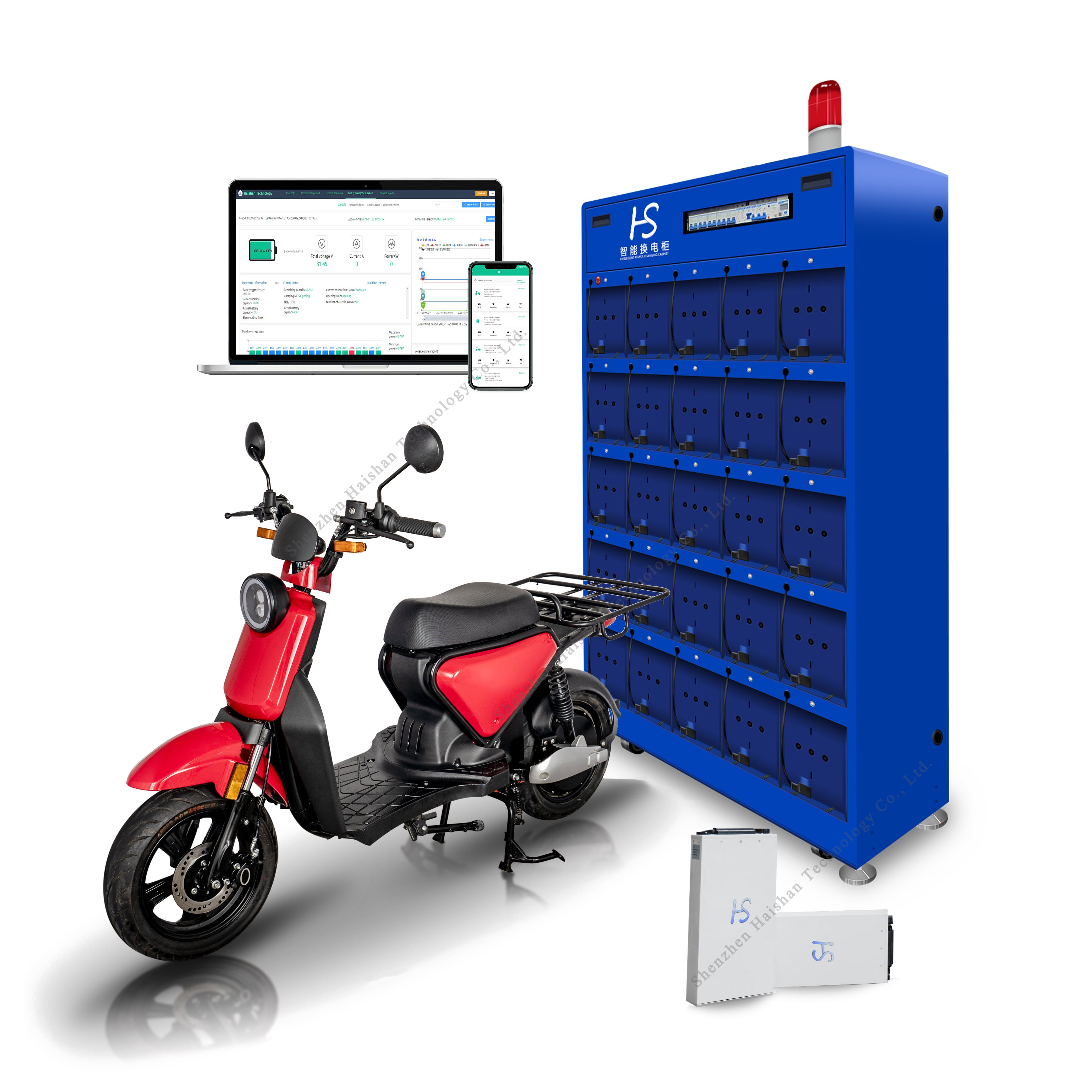 HS New Series, Outdoor Solar Power Charging Station, Can Provide Electric Tricycle/Motorcycle Convenient Battery Charge Cabinet