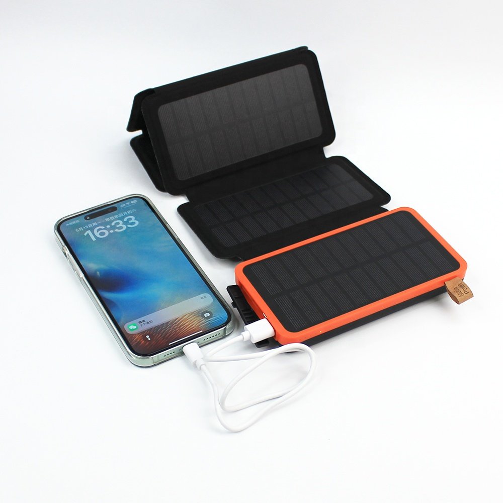 High-Capacity 4-Section Mobile Accessories 30000mAh Folding Solar Power Bank 20000mAh 10000mAh Portable Solar Powerbank Panels