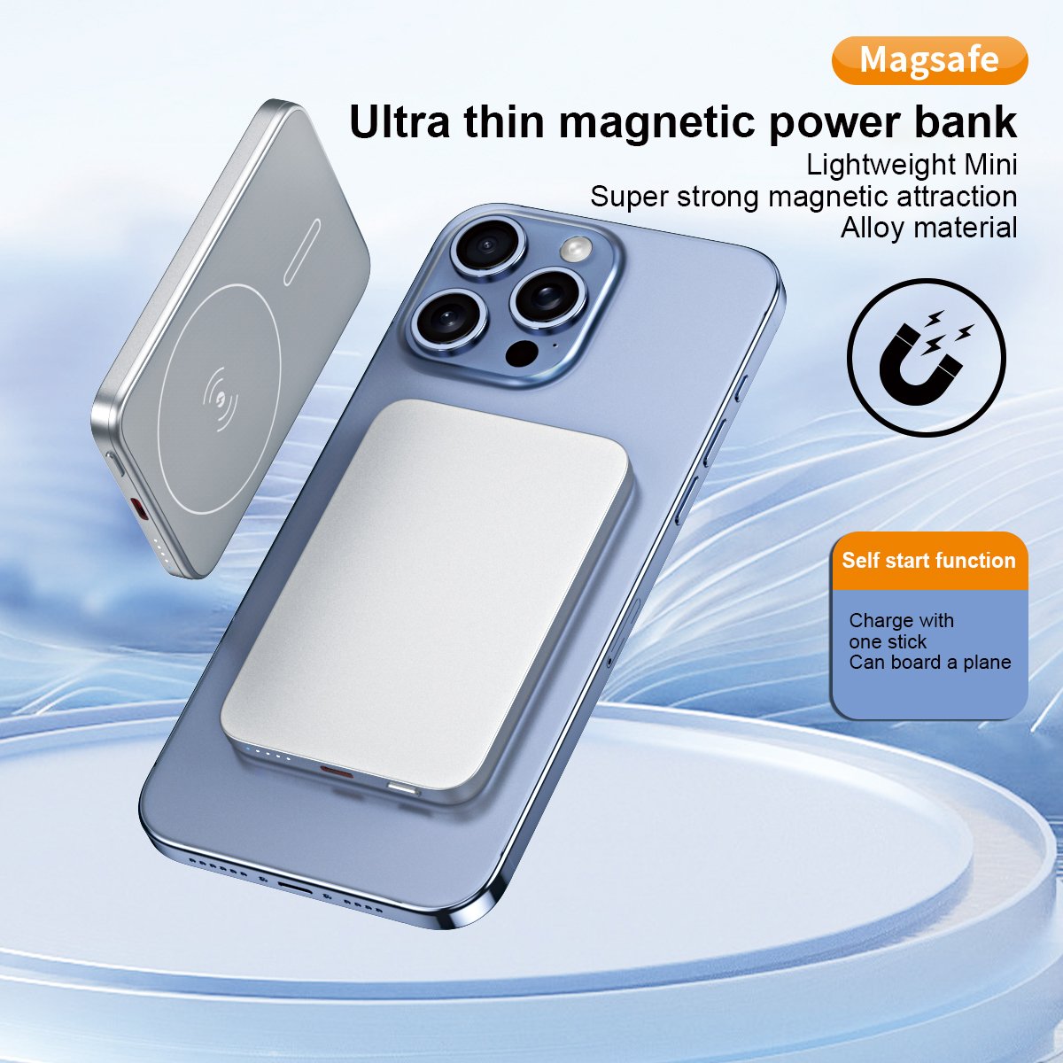 Casun Mini Solar Power Bank 10000mAh build with Charging Cables portable fast charging Outdoor powerbank with four cables