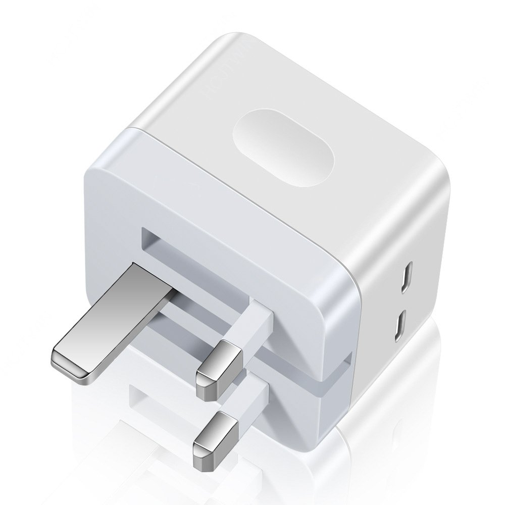 Portable Dual Type-C Ports 40W Fast Charger UK US EU Plug Power Adapter PD 20W QC 3.0 Wall Smart Cell Phone Charger for iPhone