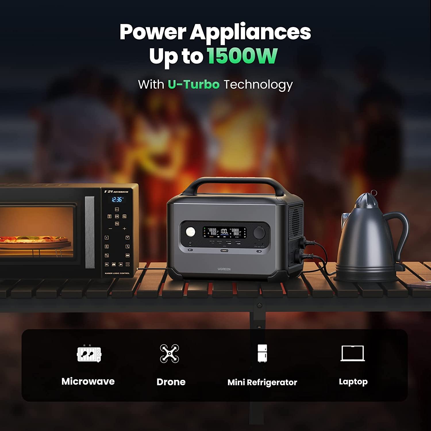 UGREEN Power Station Portable PowerRoam 600 680Wh Solar Generator Power Station LiFePO4 Battery 1.5H Fast Charging for Home