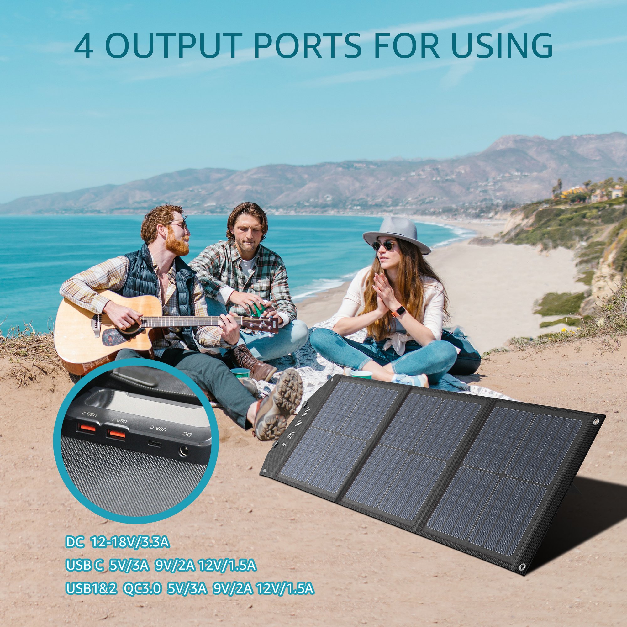 New Trending Powkey Solar Panel 40w 60w 100w Foldable Portable Solar Charger For Laptops