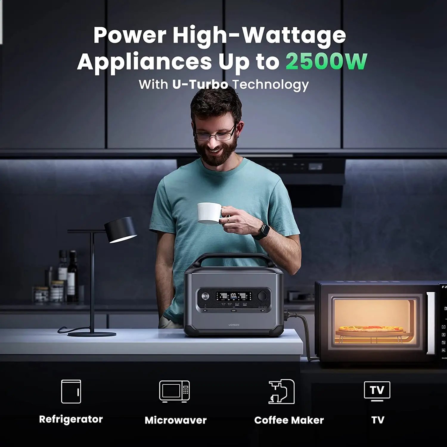 UGREEN GS1200 Power Station Portable 1200W 1024Wh Big Capacity LiFeP04 Battery1.5H Fast Charging Generators for Outdoor Camping