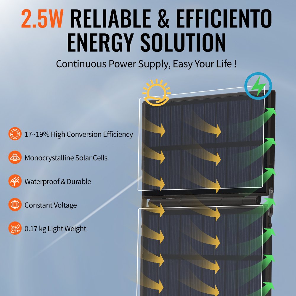 2.5 Watt Potable Outdoor Folding Solar Panel Built In Battery With Output 5V 500ma For Scouting Camera Mobile Phone
