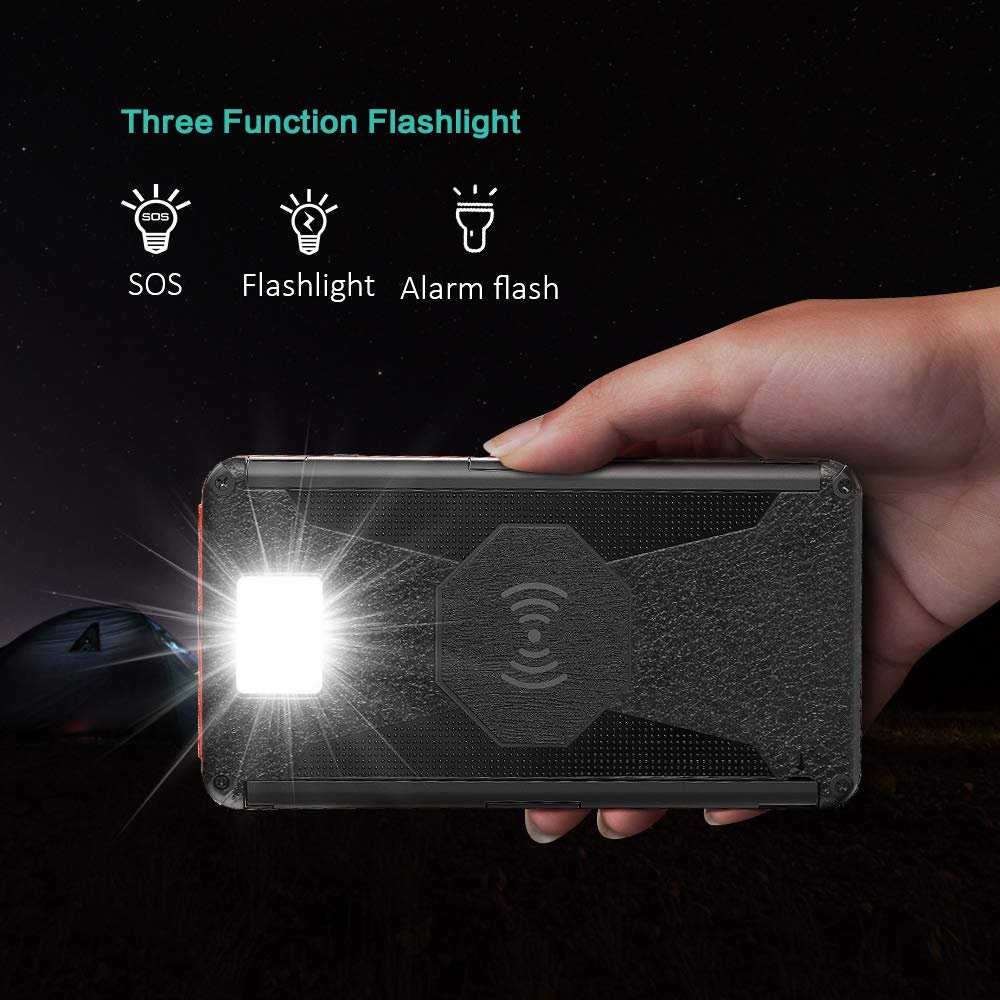 BLAVOR Qi Wireless solar Charger 16000mAh Portable Power Bank with Dual Output
