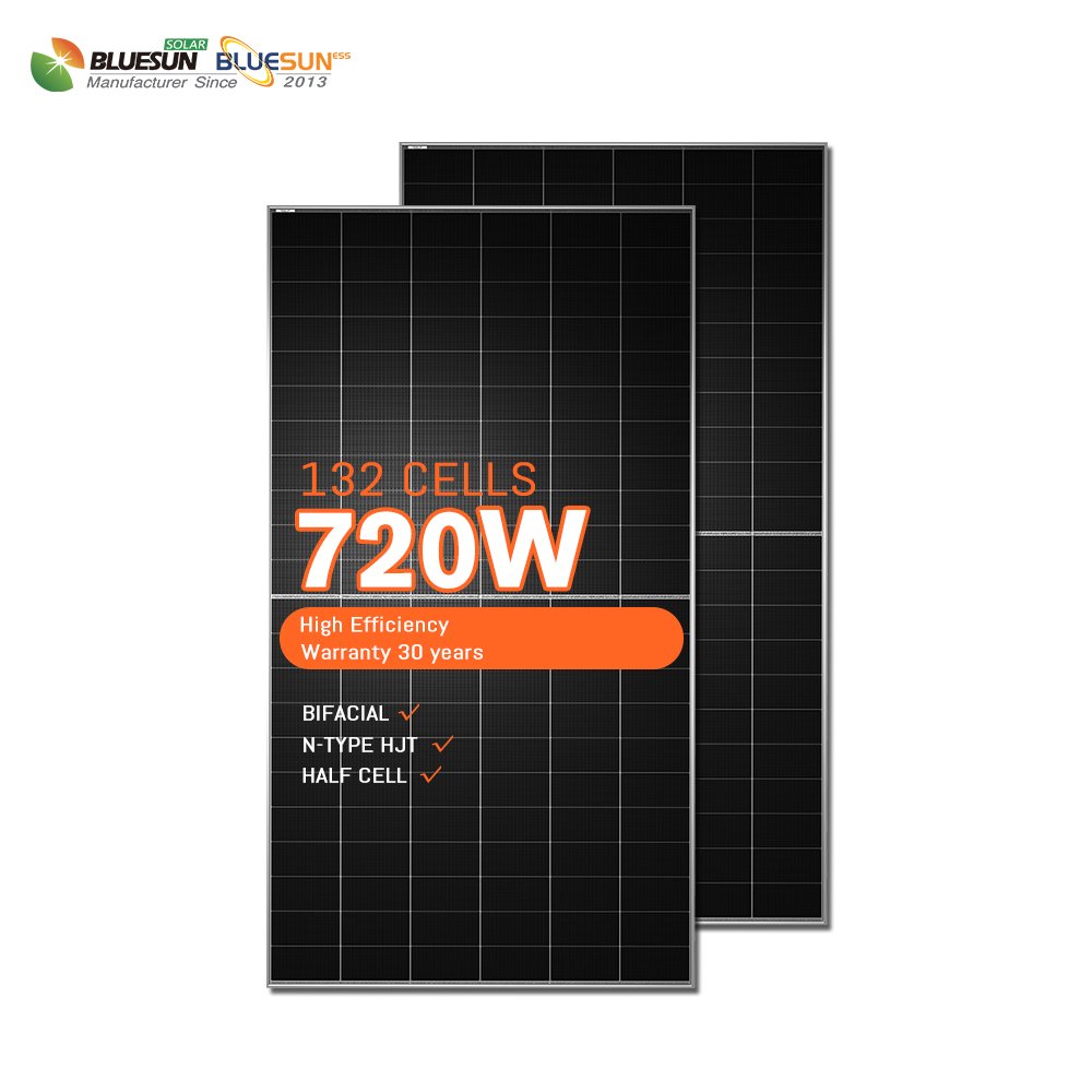 Bluesun new product 700W 710W 720W solar panel monocrystalline half cell 700Watt bifacial shingled HJT solar panel