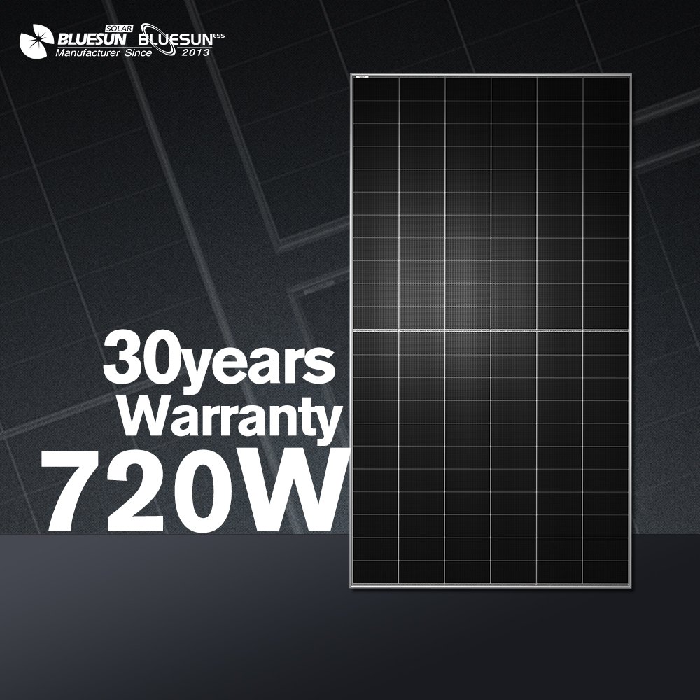 Bluesun new product 700W 710W 720W solar panel monocrystalline half cell 700Watt bifacial shingled HJT solar panel
