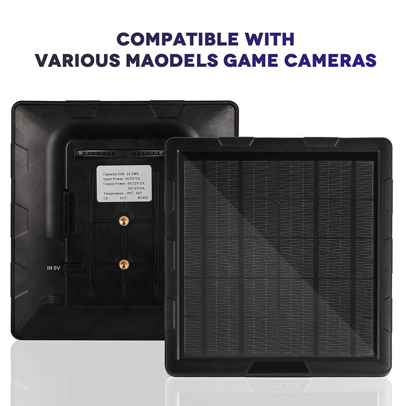 Portable 5W 12v small Solar Panel charger with battery 7500mAh TYPE C port for security hunting trail Camera IP68 waterproof