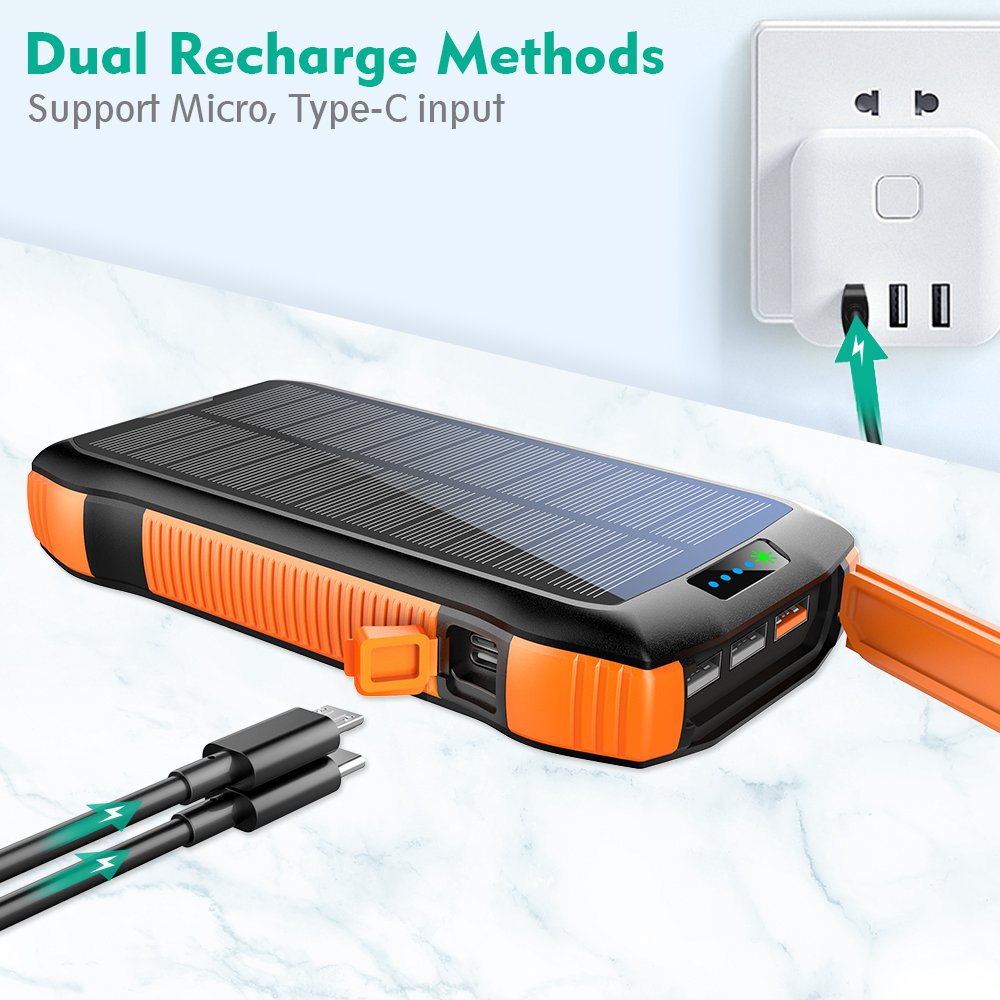 New Products 2024 OEM Logo Wireless PD 20W Fast Charging Outdoor Waterproof Portable Large Capacity 20000mAh Solar Power Banks
