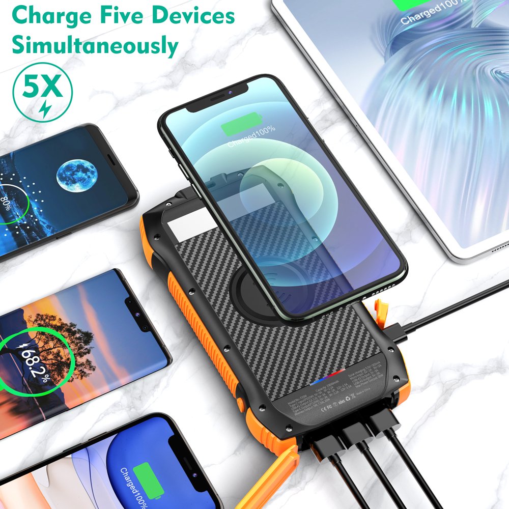 New Products 2024 OEM Logo Wireless PD 20W Fast Charging Outdoor Waterproof Portable Large Capacity 20000mAh Solar Power Banks