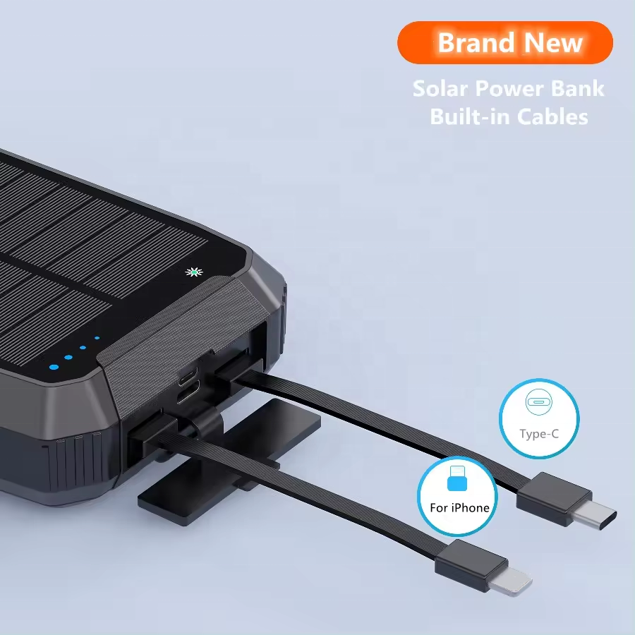 New 2024 trending wireless camping solar cell power bank 50000mah 30000mah energy charger