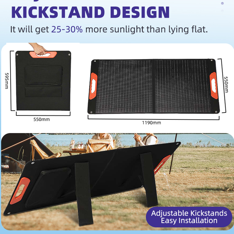 60W Portable Solar Panel, Monocrystalline Foldable Solar Charger MC-4 Cable for Power Station, IP67 Waterproof for Camping