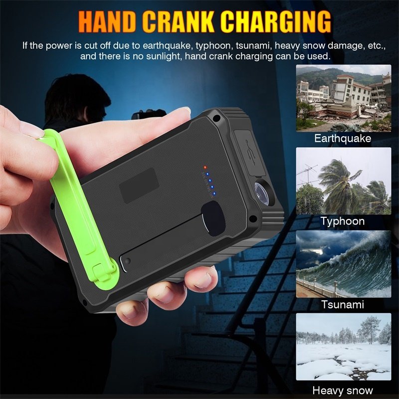 Good Price Solar Hand Crank Power Bank Solar Manual Charger with LED Light