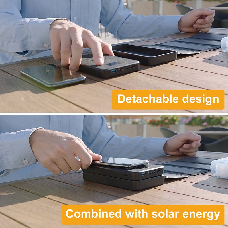 20000mAh Portable Solar Charger Power Bank Waterproof QC3.0 External Battery Pack Two-way type-C output 10W