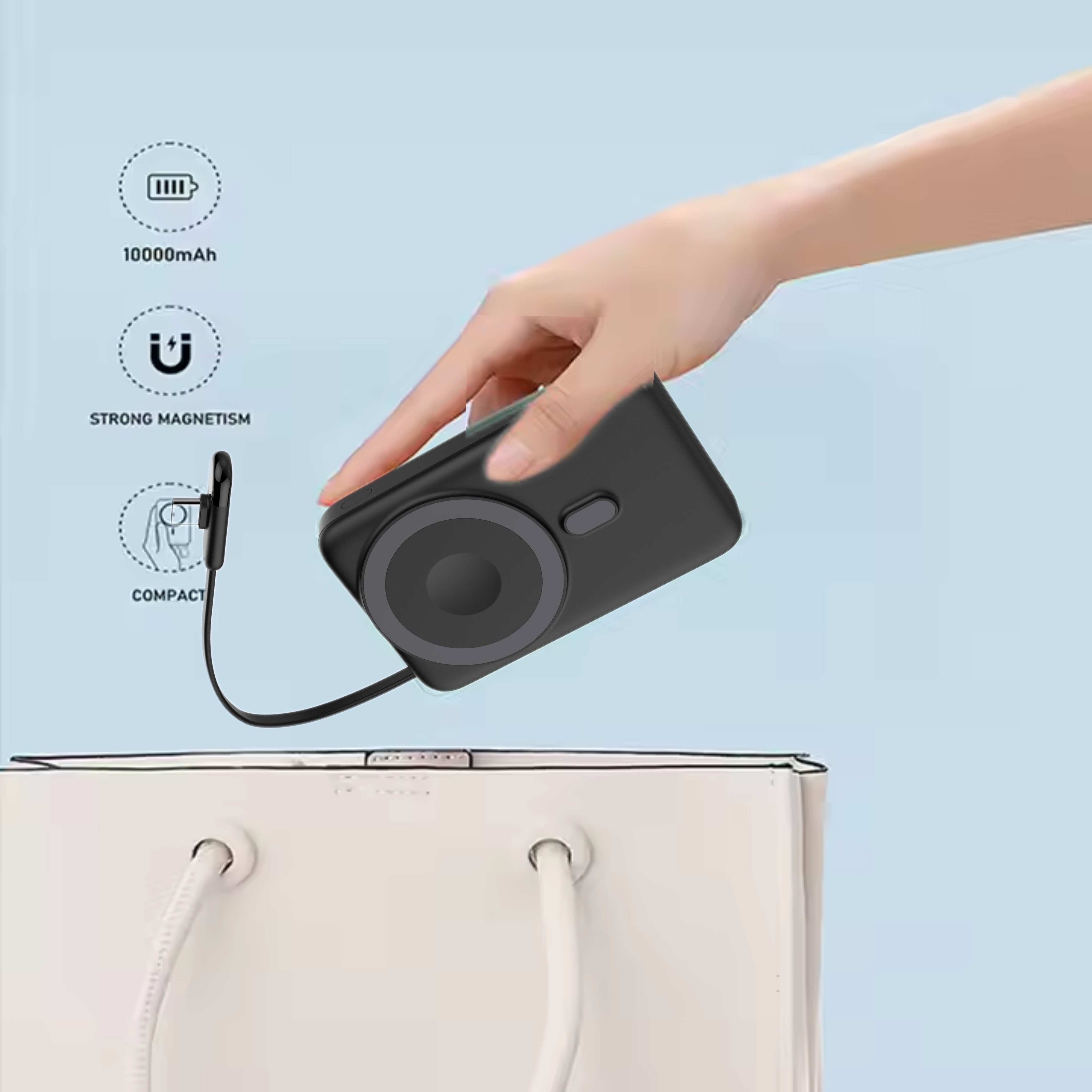 Mini Promotion Disposable Charger 10000mah Charger Wireless Magnetic Powerbank Disposable Power Bank OEM Li-polymer Battery