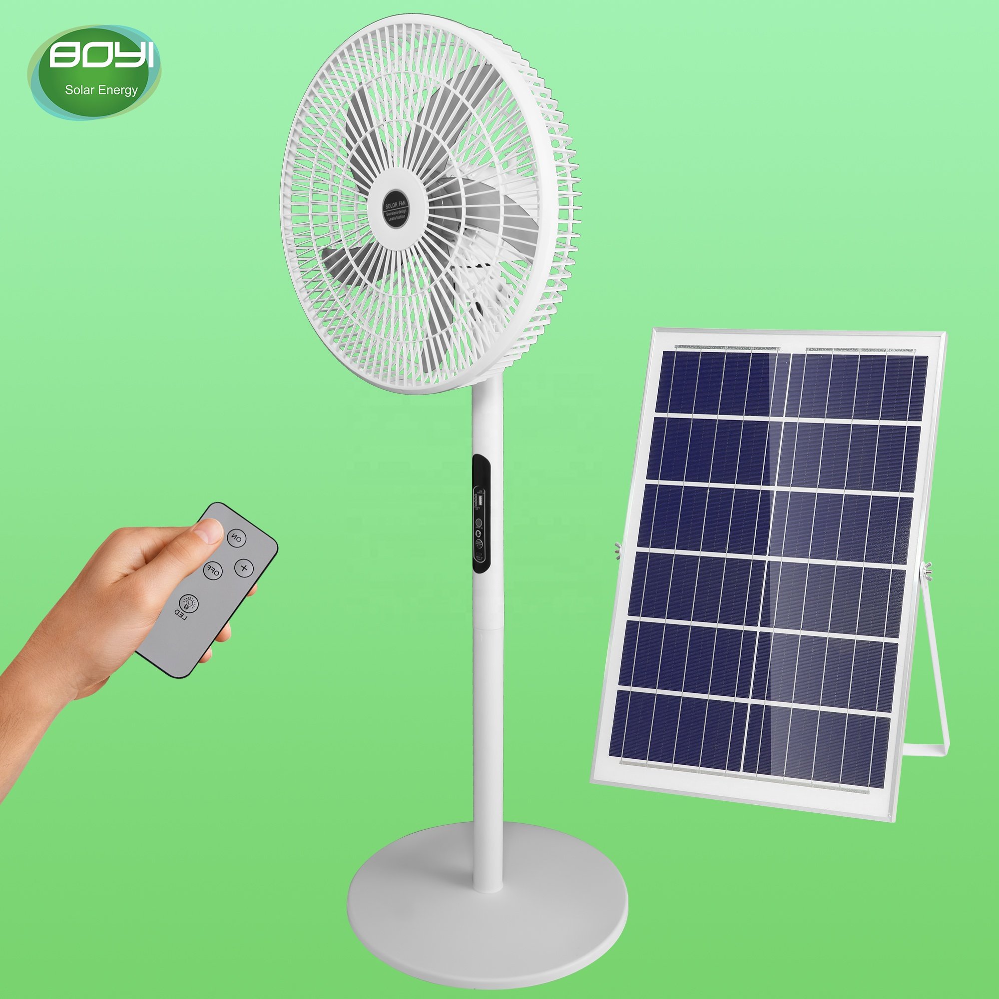 Hot selling 16 inch 3 ways to charge solar electric stand fan with battery