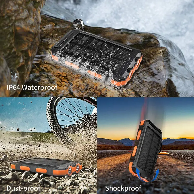High Efficient Solar Power Bank 10000mah 20000mAh Solar Charger for Mobile Phones Tablet PC Other Electronics Solar Power Banks 2024