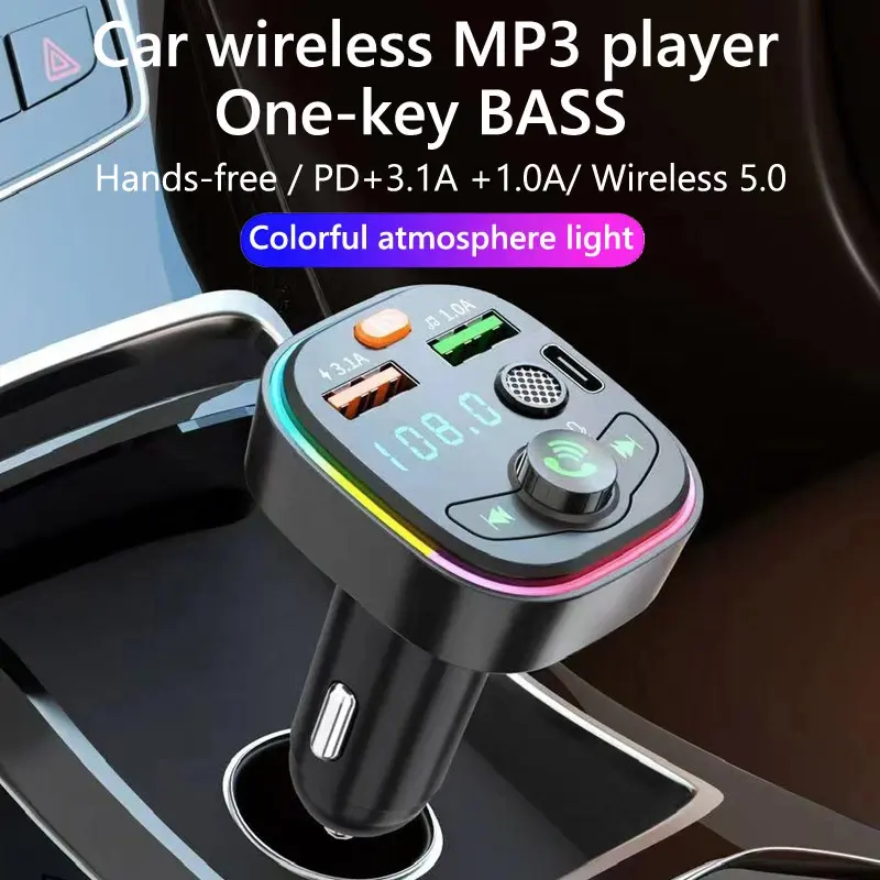 Q6 Car Mobile Charger Modulator Wireless Audio Radio FM Transmitter BT 5.0 MP3 QC3.0 PD 20W Fast Electric Car Charger Adapter