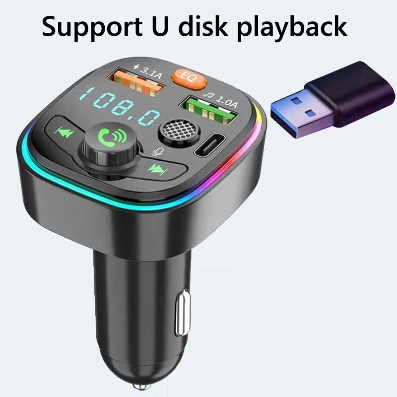 Q6 Car Mobile Charger Modulator Wireless Audio Radio FM Transmitter BT 5.0 MP3 QC3.0 PD 20W Fast Electric Car Charger Adapter
