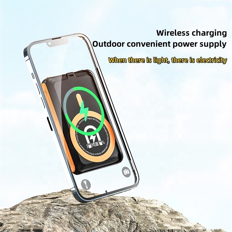 Wholesale Magnetic Wireless 5000mah Powerbanks Portable Solar Charger Power Bank 15w For Iphone Wireless Powerbank