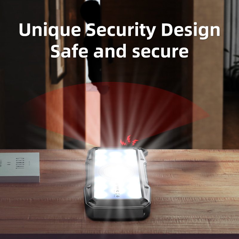 10000mAh Solar Energy LED Camping Light Wireless Charger with Motion Detection Alarm Perfect for Outdoor Use