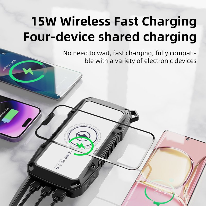 10000mAh Solar Energy LED Camping Light Wireless Charger with Motion Detection Alarm Perfect for Outdoor Use