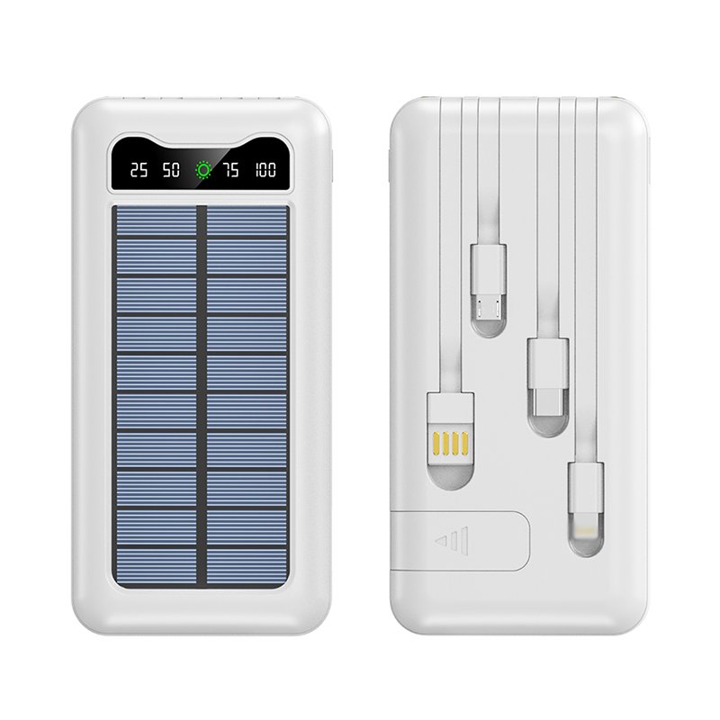 Fast Charging Oem Solar Energy Portable Power Bank High Quality 50000mah Custom Powerbank Solar with Cables