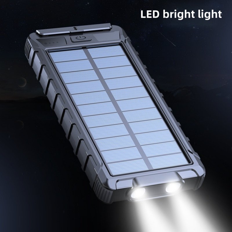 Solar Power Bank 20000mAh Solar Charger 2 USB Ports External Charger Powerbank With LED Light