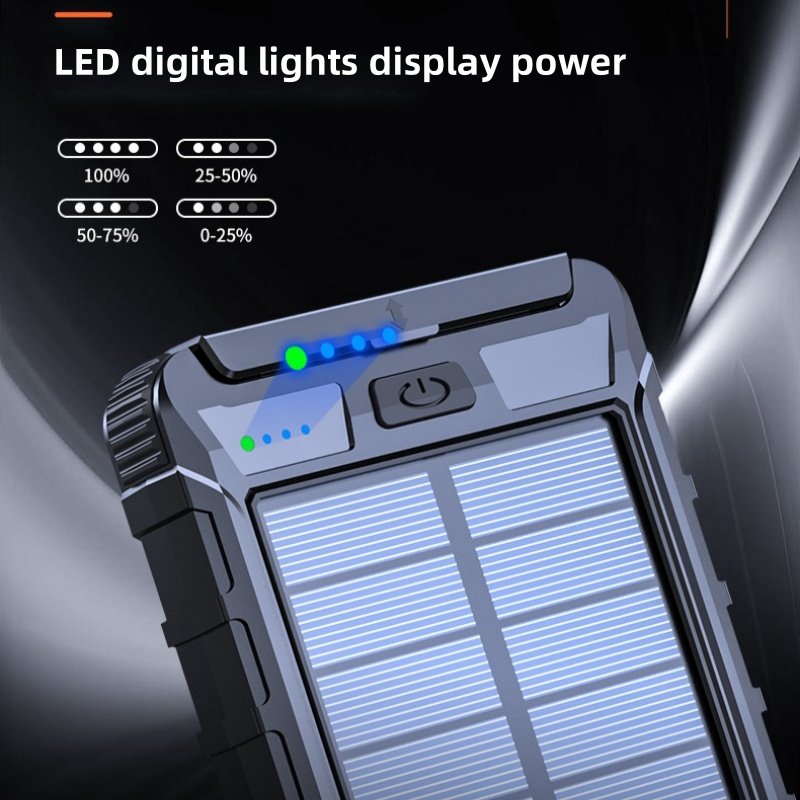 Solar Power Bank 20000mAh Solar Charger 2 USB Ports External Charger Powerbank With LED Light