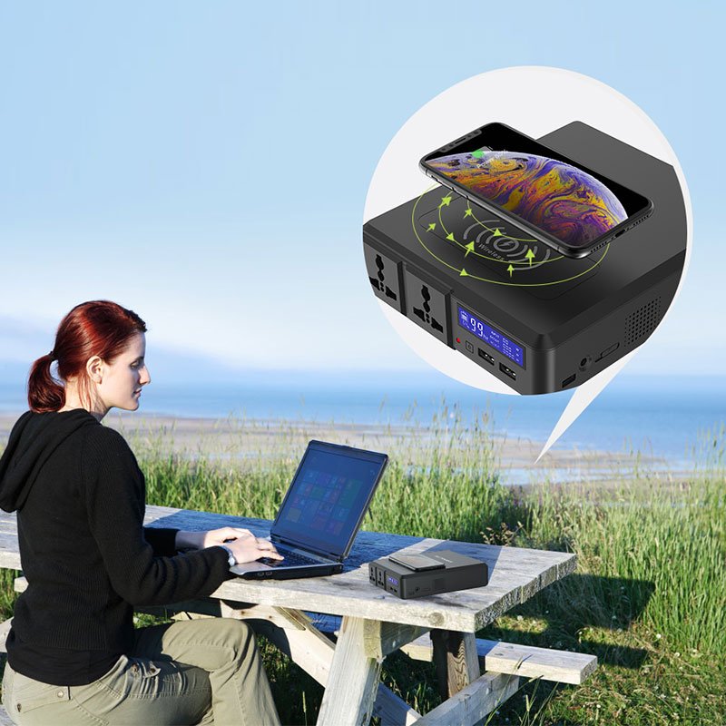 Wireless 154W Portable Power station, Universal portable power source for Lighting/Audio Equipment/Laptop/drone/Mobile devices