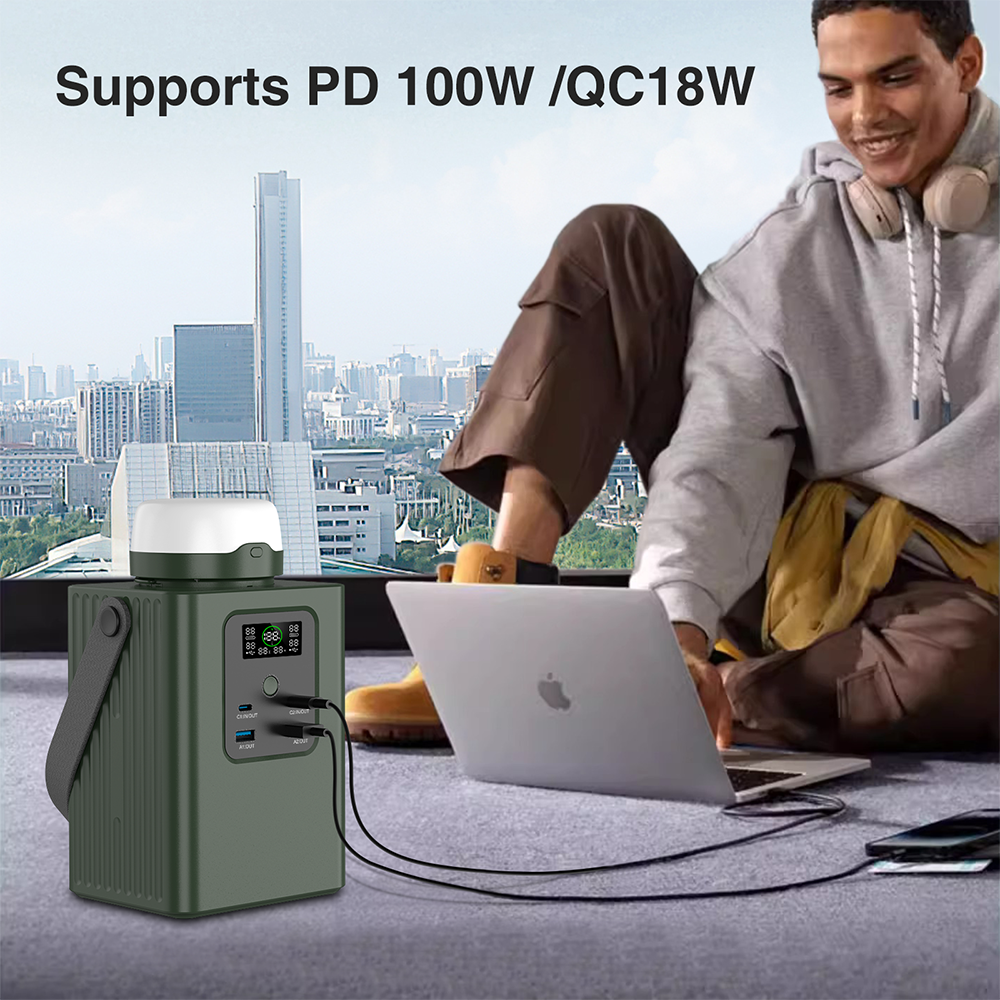 Full capacity 93000mah Lifepo4 PD100W portable power bank laptop charger for emergency compatible with solar panel charge