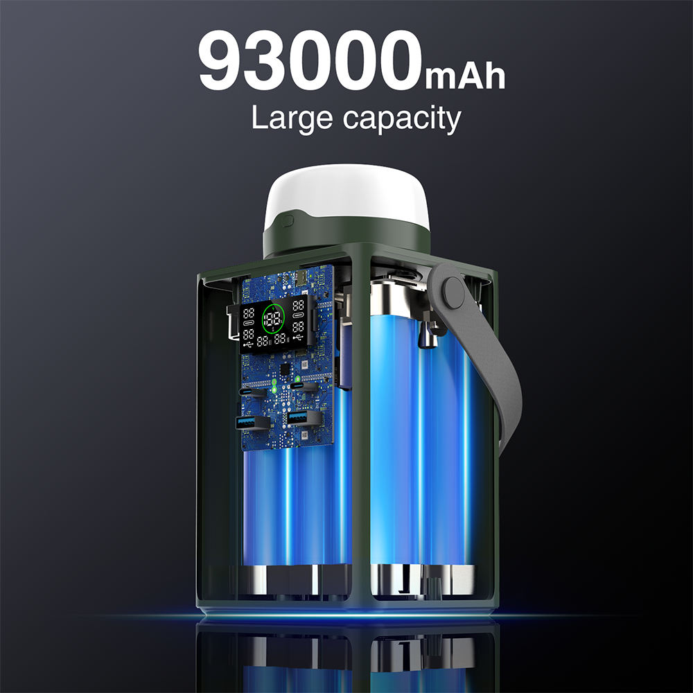 Full capacity 93000mah Lifepo4 PD100W portable power bank laptop charger for emergency compatible with solar panel charge