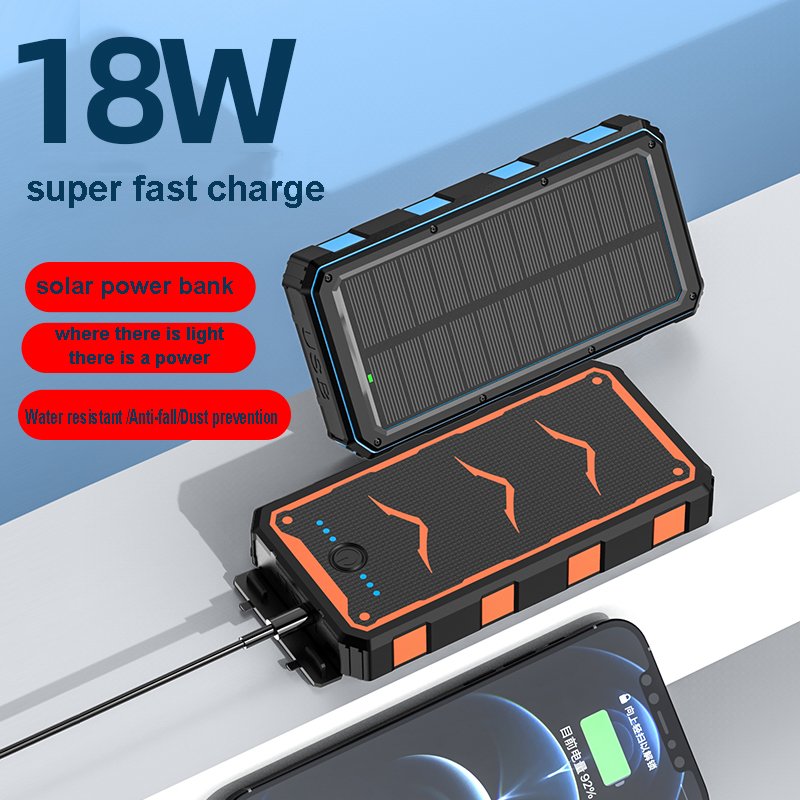 2024 Wholesale Power Bank Solar System Wireless Charger With Dual USB Custom Logo OEM Portable 20000mAh Mobile Cell Phone