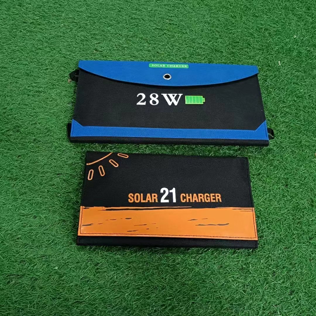 21W Waterproof Portable Solar Panel 28W Foldable Solar Charger with 2 USB Port for Hiking Camping Outdoor