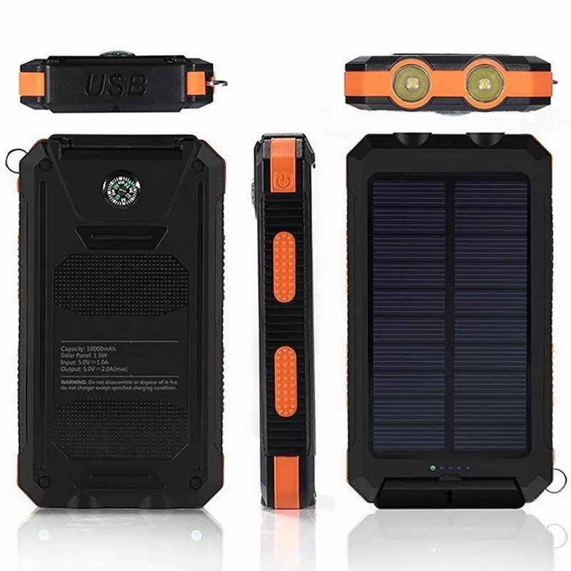 Portable IP67 IPX6 Waterproof Solar Power Bank 10000mAh Solar Charger Waterproof Power Bank