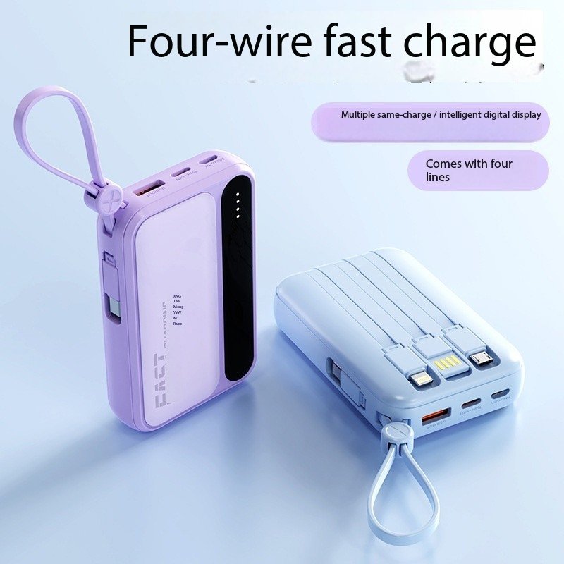 Compact Portable Slim PD 22.5W Power Bank 50000mAh Fast Charging with Built-in Cable LED Indicator Keychain