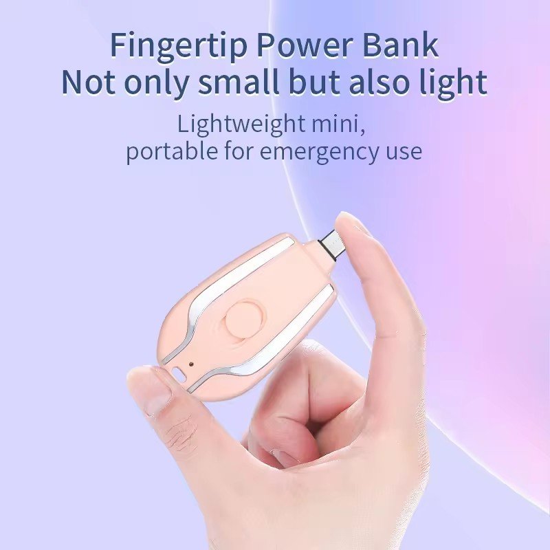 Mini Keychain Powerbank 1200mAh Disposable Charger One Use Emergency Portable Solar Power Bank with Type C Output Plug