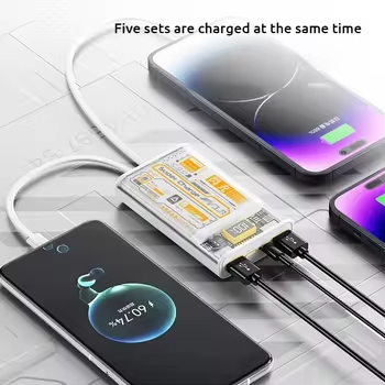 New Portable 10000mAh Power Banks Station Custom Universal Cable Fast Charging Transparent PD 20W 22.5W Power Bank