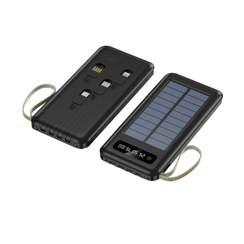 Portable Solar Power Bank Comes with Cable 10000mah Outdoor 20000 Mah Technology White Li-polymer Battery Apple Interface,type-c
