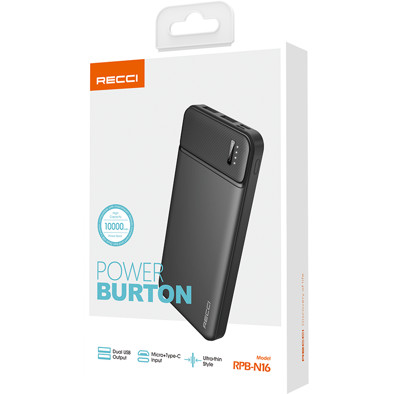 Ultra-thin Portable Battery Pack Charger 10000mah Power Bank Fast Charging Powerbank Compatible with iPhone Android Cellphone